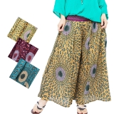 エスニック ワイド パンツ 3カラー ピーコック プリント レディース エスニックファッション アジアンファッション ロングパンツ フレアパンツ かわいい ゆったり 