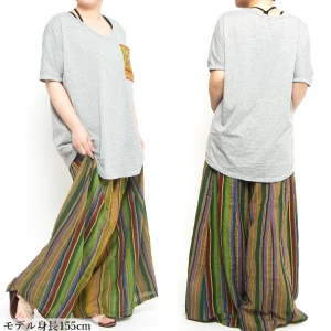エスニック tシャツ カットソー モン族 刺繍 ポケット Vネックアジアンファッション エスニックファッション