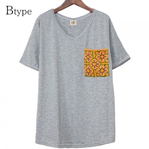 エスニック tシャツ カットソー モン族 刺繍 ポケット Vネックアジアンファッション エスニックファッション