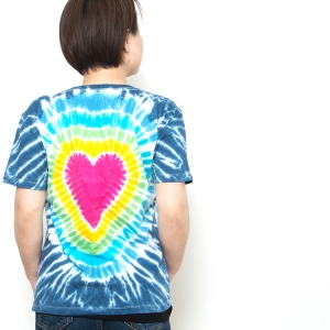 Tシャツ タイダイ ハート 半袖 メンズ レディース S M L XL エスニックファッション アジアンファッション 半袖Tシャツ レインボー グラデーション ヒッピー ダンス 衣装