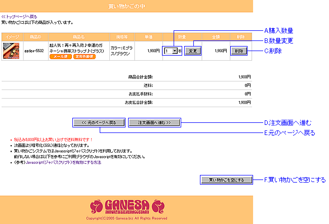 買い物かご（カート）の中