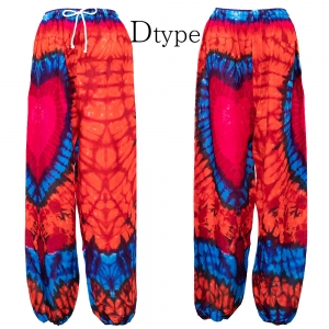 エスニック パンツ ロング タイダイ ハート メンズ レディース エスニックファッション アジアンファッション タイパンツ アラジンパンツ プリント 大きめ ゆったり おうち時間