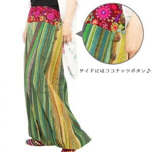 エスニック パンツ ロング アラジンパンツ レディース エスニックファッション アジアンファッション ゆったり 大きめ 涼しい 刺繍 コットン