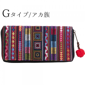 エスニック 財布 ラフ族 アカ族 刺繍 レディース 長財布 お財布 アジアン かわいい おしゃれ 大容量 ロングウォレット ハンドメイド