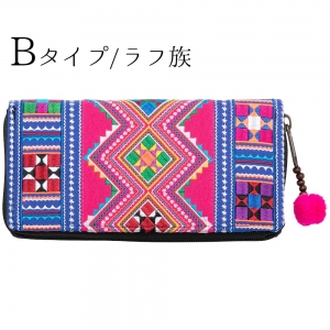 エスニック 財布 ラフ族 アカ族 刺繍 レディース 長財布 お財布 アジアン かわいい おしゃれ 大容量 ロングウォレット ハンドメイド