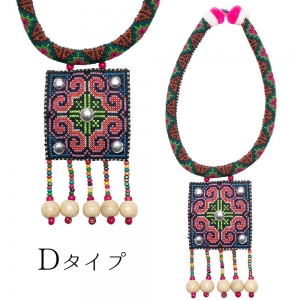 エスニック ネックレス モン族 チョーカー アクセサリー ビーズ 刺繍布 アジア雑貨 アジアンスタイル 少数民族 おしゃれ かわいい コーデ