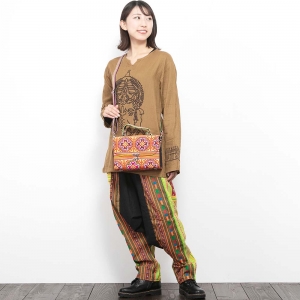 エスニック バッグ ショルダーバッグ 2way モン族 刺繍 レディース アジアン かわいい おしゃれ ハンドメイド ハンドバッグ