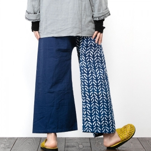 タイパンツ ロング 藍染め メンズ レディース 男女兼用 ユニセックス エスニックパンツ シンプル ゆったり アジアンファッション 大きいサイズ フリーサイズ