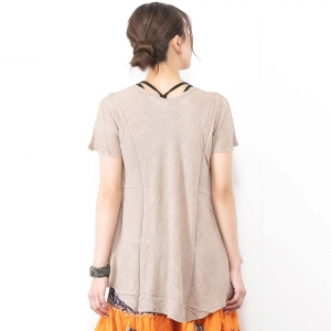 ブラウス 半袖 刺繍 インド プルオーバー トップス レディース エスニック アジアン ファッション ボヘミアン 夏 薄手 半そで シンプル
