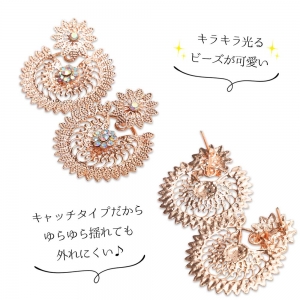 ピアス スタッドピアス インド製 エスニックピアス 大ぶり レディース ピンタイプ ボヘミアン 可愛い リゾートコーデ