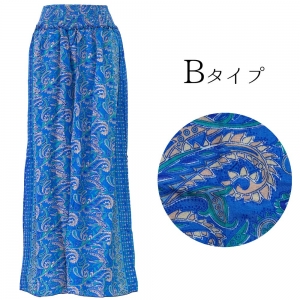 エスニック ワイドパンツ ペイズリー シルク混 シワになりにくい リラックスパンツ レディース ファッション 春 夏 アジアンスタイル インド 軽い 涼しい 薄手