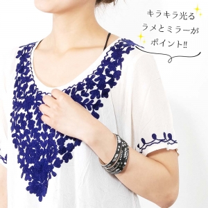 エスニック ブレスレット 4連タイプ スチール製 インド キラキラ レディース 夏 フェス アクセサリー ボヘミアン ダンス ステージ衣装