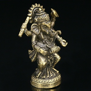 ガネーシャ置物 真鍮 ブラス製 ミニサイズ エスニック アジアン 幸運 お守り インド 神様 小さい 持ち運び