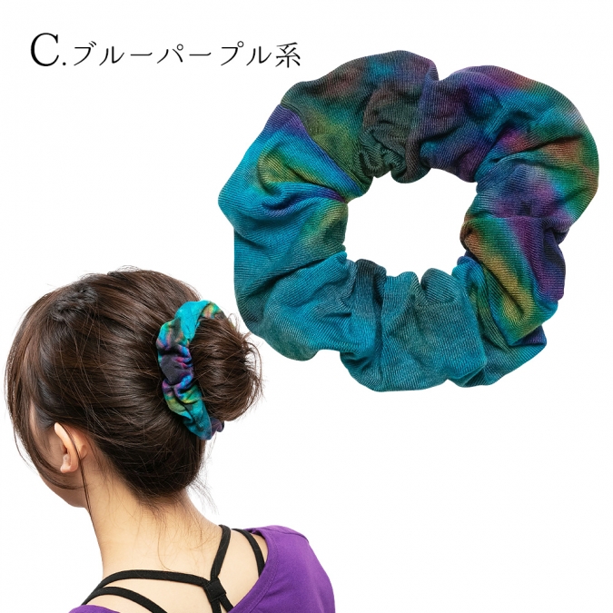 エスニック シュシュ ヘアゴム ヘアアクセサリー レディース タイダイ アジアン おしゃれ かわいい ヘアアレンジ アクセント おだんご