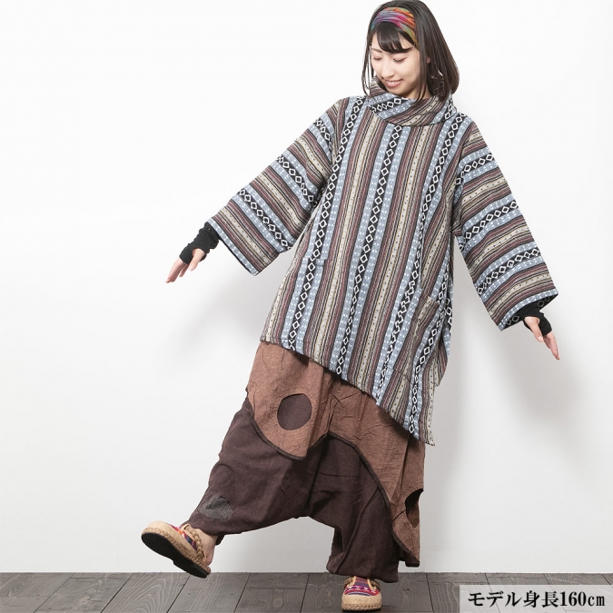エスニック サルエルパンツ メンズ レディース ユニセックス 春 秋冬 ストーンウォッシュ エスニックファッション アジアン ゆったり ワイド