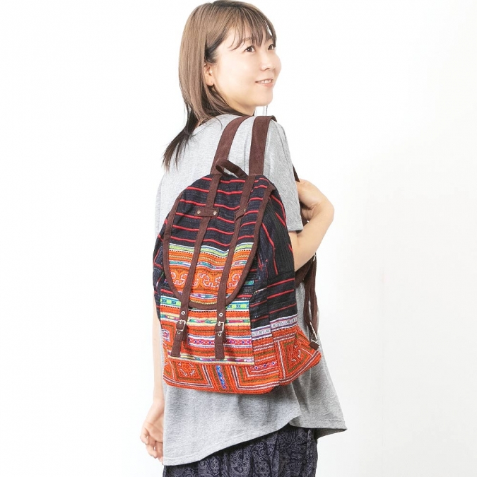 エスニック バッグ モン族 刺繍 リュックサック バックパック レディース エスニックバッグ アジアン かわいい カラフル