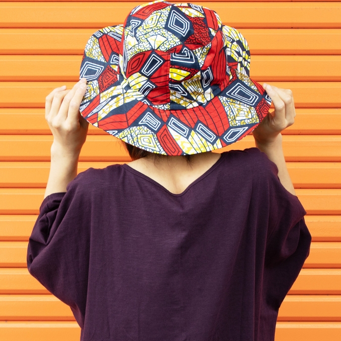 エスニック ハット アフリカン プリント 帽子 レディース つば広帽子 アフリカンバティック カンガ エスニックファッション アジアン おしゃれ かわいい 日焼け防止 紫外線対策