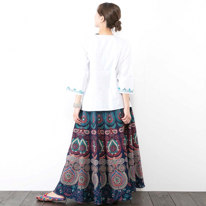 スカート ロング マキシ インド綿 レディース エスニックファッション アジアンファッション ヒッピー ボヘミアン ジャイプリ