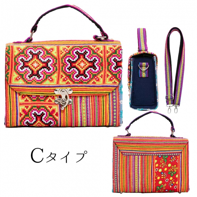 エスニック バッグ ショルダーバッグ 2way モン族 刺繍 レディース アジアン かわいい おしゃれ ハンドメイド ハンドバッグ