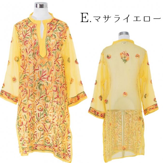 チュニック 刺繍 シフォン インド レディース エスニック アジアン ファッション きれいめ かわいい 上品 大人 40代 50代