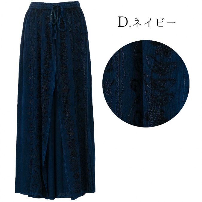 ラップパンツ 刺繍 ワイドパンツ レーヨン 涼感 エスニック パンツ ロングパンツ レディース アジアン ファッション 春 夏 おしゃれ 涼しい