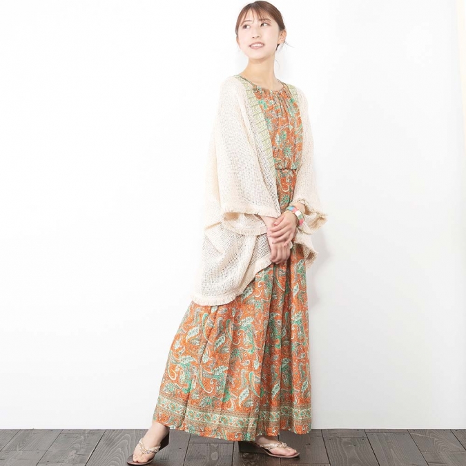 ペイズリープリント ロングワンピース キャミワンピース フレア 春 夏 エスニック リゾート フェスコーデ レディース ボヘミアン ヒッピー